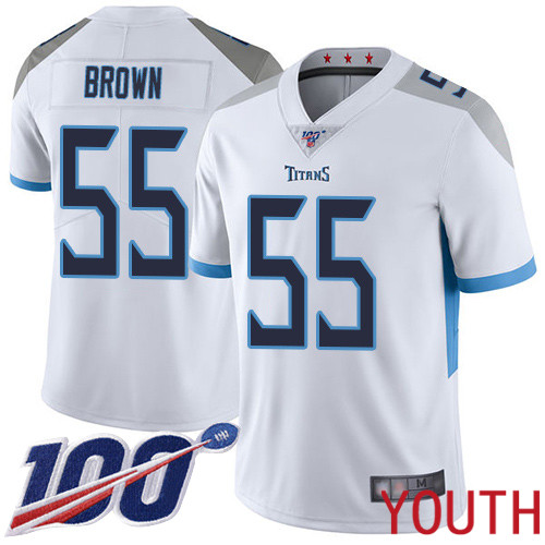 Tennessee Titans Limited White Youth Jayon Brown Road Jersey NFL Football #55 100th Season Vapor Untouchable